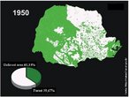As regies florestais so representadas em cor verde. </br></br> Palavra-chaves: Paran, cobertura florestal, 1950.